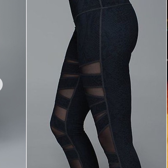 Lululemon High Times Pants Leggings *Tech Mesh Desert Snake Deep Coal Black 2 - Picture 8 of 10